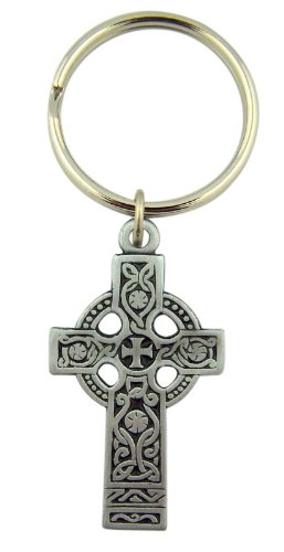 Celtic Christian Cross 2 Pewter Medal on Keyring Travel Protection Key Chain Key Chains Needzo Religious Gifts