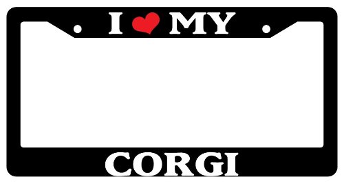 Glossy Black License Plate Frame I heart my corgi Auto Accessory Novelty Covers WOW Frames BG548