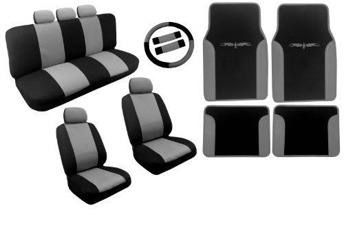 Black and Gray Dual Color Seat Covers Two Tone Tribal Floor Mats Vinyl Trim For Volkswagen VW Jetta Accessories Unique Imports 617390868723
