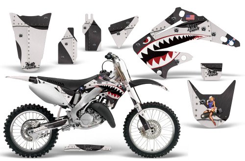 2002-2014 Honda CR 125/250 AMRRACING ATV Graphics Decal Kit-Warhawk-Black Decals AMR Racing 1310-106130-1110