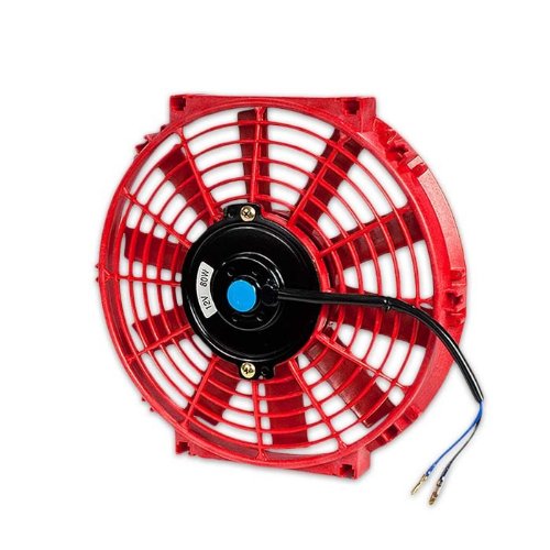 Universal 10 SLIM Red PULL/PUSH Reversible Electric Radiator Engine Bay Cooling Fan Radiator Fan Motors Generic UR-RAF-10-RD+FMK