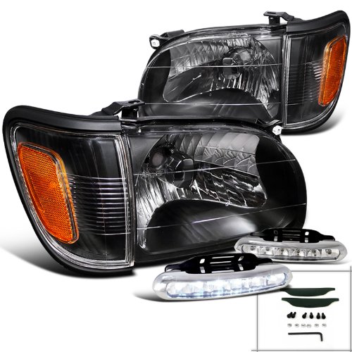 Toyota Tacoma Black Headlights+Turn Signal+LED Running Fog Lamps Headlight Bulbs Spec-D Tuning L12-2LCLHTAC01JMRS