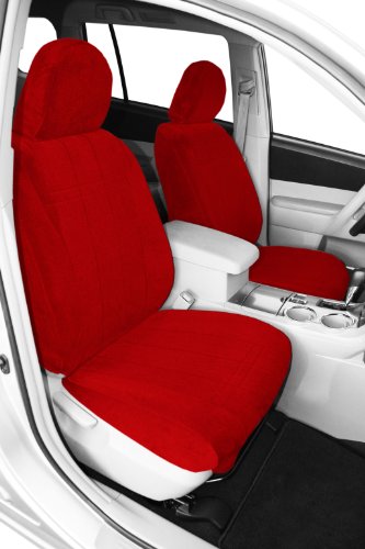 CalTrend Front Row Bucket Custom Fit Seat Cover for Select Nissan Frontier Models - O.E. Velour (Red Classic Insert and Trim) Accessories CalTrend NS231-02RA