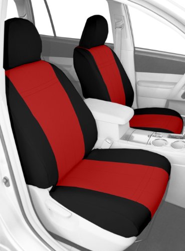 CalTrend Front Row Bucket Custom Fit Seat Cover for Select Nissan Frontier Models - NeoSupreme (Red Insert with Black Trim) Accessories CalTrend FD293-08RS