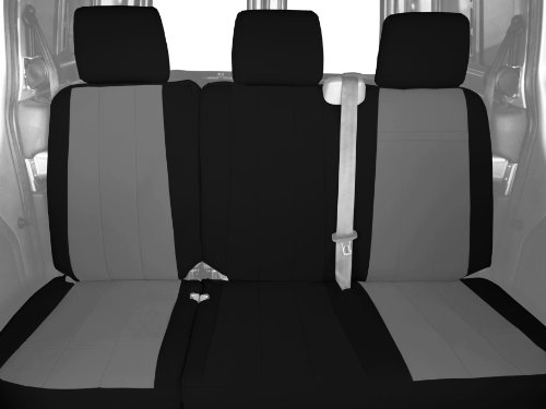 CalTrend Rear Row 60/40 Split Bench Custom Fit Seat Cover for Select Chevrolet Silverado/GMC Sierra Models - NeoSupreme (Light Grey Insert with Black Trim) Accessories CalTrend HD182-06RS