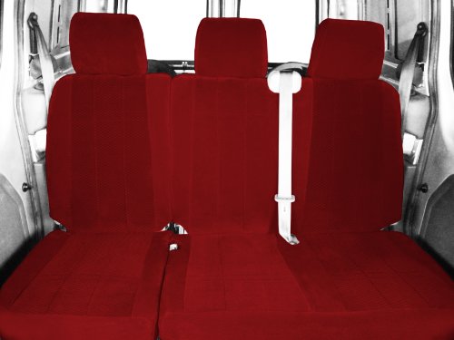 CalTrend Middle Row 60/40 Split Bench Custom Fit Seat Cover for Select Chevrolet/GMC Models - O.E. Velour (Red Monarch Insert with Classic Trim) Accessories CalTrend CV494-02RS