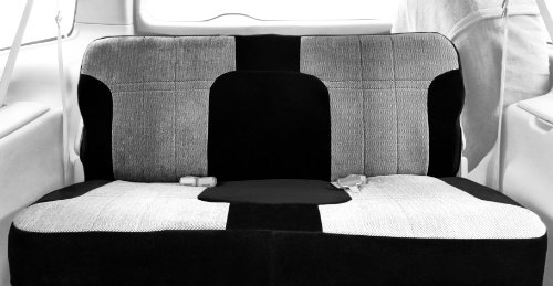 CalTrend Rear Row Solid Bench Custom Fit Seat Cover for Select Chevrolet Silverado/GMC Sierra Models - O.E. Velour (Black Premier Insert with Classic Trim) Accessories CalTrend CV508-01RR
