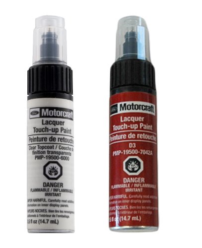 Genuine Ford Touch Up Paint Red D3 & Clear Top Coat Two Bottle Kit Touchup Paint Ford PMP 195007042A, PMP-19500-6000