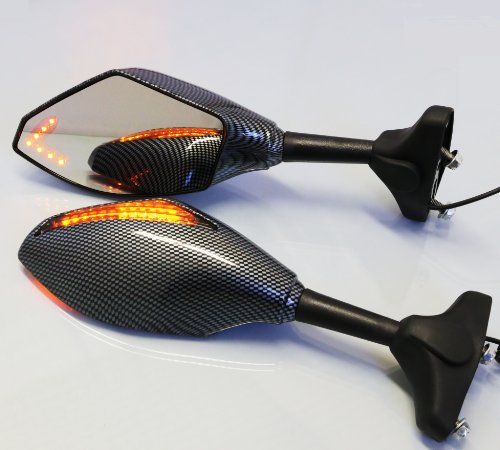 Universal Custom Motorcycle Mirror with Front and Rear Accent LED Lights for Triumph, Honda, Yamaha, Suzuki, Kawasaki, Ducati Mirrors EBROS 1086-1