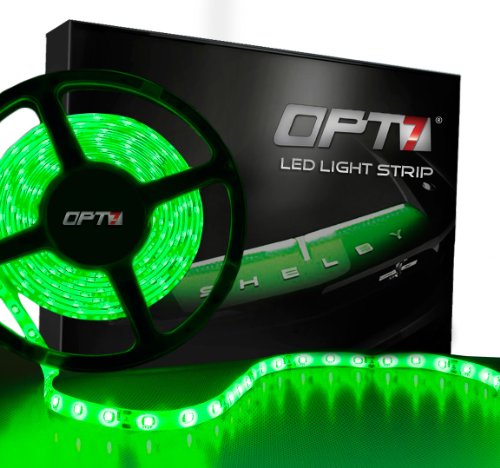 OPT7® Automotive LED Light Strip - 300-Advanced Bright SMDs - 20 LED Strips - Green Neon Accent Lights OPT7 LEDOPT7EXSTP5MR-GN