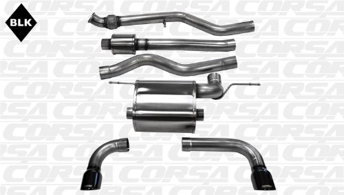 Corsa Performance 14937BLK Touring Cat-Back Exhaust System; Dual Rear Exit; 3 in. Dia.; Incl. Muffler/Pipes/Clamps/3.5 in. Black Pro-Series Tips; 50-State Emissions Legal; Cat-Back Systems Corsa 14937BLK
