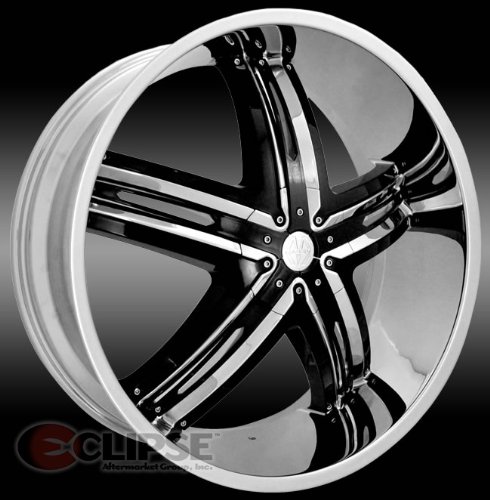 MASSIV 910 ENVIOUS 22X8.5 CHROME Wheel BLACK INSERT 5-115 5-120 Bolt Pattern / +15 Offset / 74.1 Hub Bore Car Massiv MAS910-22814CB