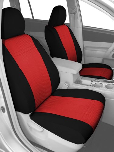 CalTrend Front Row Bucket Custom Fit Seat Cover for Select Chrysler Sebring Models - Carbon Fiber (Red Insert with Black Trim) Accessories CalTrend CR137-02FC
