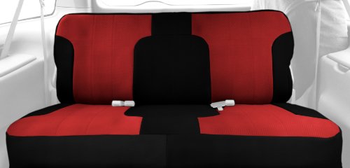 CalTrend Rear Row Solid Bench Custom Fit Seat Cover for Select Ford Bronco Models - Carbon Fiber (Red Insert with Black Trim) Accessories CalTrend FD116-02FC
