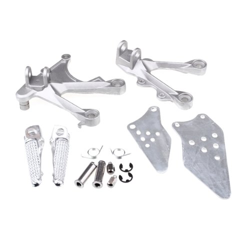 Front Rider Foot Rest Pegs Brackets for 2005-2008 Kawasaki ZX-6R Silver Pedals Epower Mall BF423