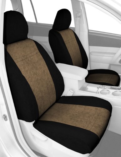 CalTrend Front Row Captain Chair Custom Fit Seat Cover for Select Ford Aerostar Models - MicroSuede (Beige Insert with Black Trim) Accessories CalTrend FD113-06SB