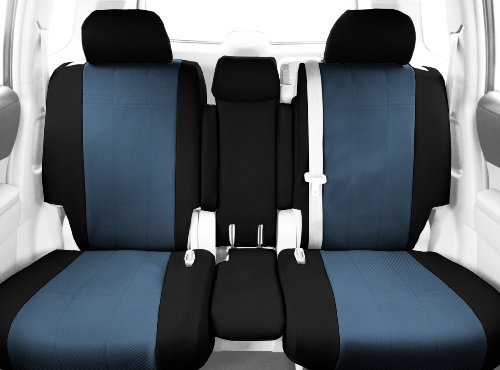 CalTrend Rear Row 40/20/40 Split Bench Custom Fit Seat Cover for Select Honda CR-V Models - Carbon Fiber (Blue Insert with Black Trim) Accessories CalTrend HD156-04FC