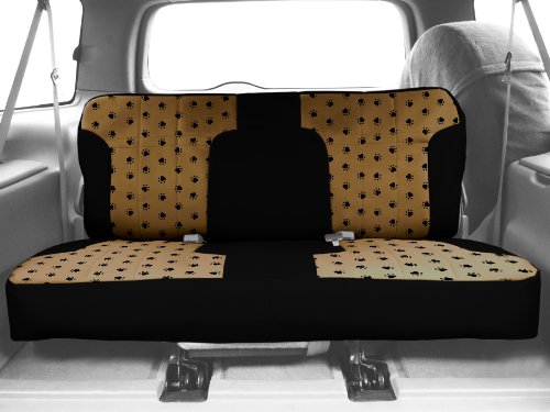 CalTrend Rear Row Solid Bench Custom Fit Seat Cover for Select Lexus ES350 Models - Pet Print (Beige Insert with Black Trim) Accessories CalTrend LY111-06AA