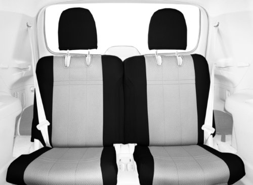 CalTrend Rear Row 50/50 Split Bench Custom Fit Seat Cover for Select Honda Prelude Models - Carbon Fiber (Light Grey Insert with Black Trim) Accessories CalTrend HD363-08FC