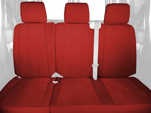 CalTrend Rear Row 60/40 Split Back and Solid Cushion Custom Fit Seat Cover for Select Kia Rio Models - Carbon Fiber (Red) Accessories CalTrend KA133-02FA