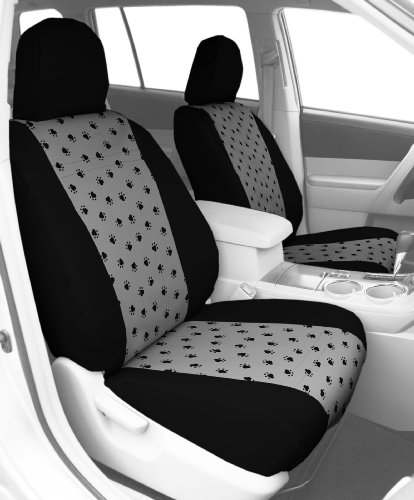 CalTrend Front Row Bucket Custom Fit Seat Cover for Select Volkswagen Tiguan Models - Pet Print (Light Grey Insert with Black Trim) Accessories CalTrend VW112-08AA