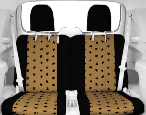 CalTrend Middle Row 50/50 Split Back and Solid Cushion Custom Fit Seat Cover for Select Chevrolet Astro/GMC Safari Models - Pet Print (Beige Insert with Black Trim) Accessories CalTrend CV206-06AA
