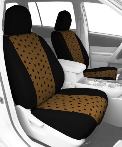 CalTrend Front Row Bucket Custom Fit Seat Cover for Select Ford F-150/Lincoln Mark LT Models - Pet Print (Beige Insert with Black Trim) Accessories CalTrend FD257-06AA