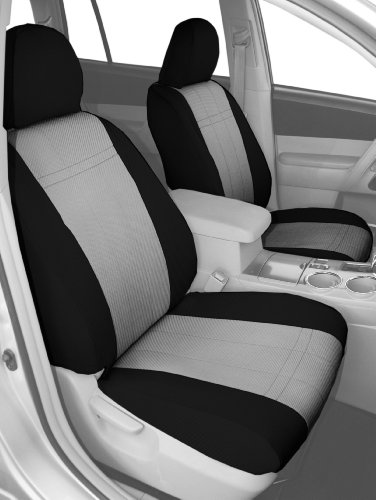 CalTrend Rear Row 40/60 Split Back and Solid Cushion Custom Fit Seat Cover for Select Toyota Tacoma Models - Carbon Fiber (Light Grey) Accessories CalTrend TY147-08FA