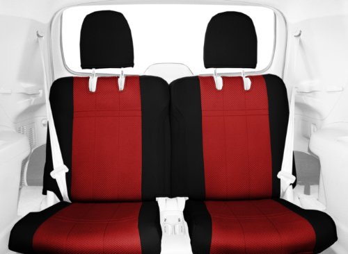 CalTrend Rear Row 50/50 Split Back and Solid Cushion Custom Fit Seat Cover for Select Chevrolet Astro/GMC Safari Models - Carbon Fiber (Red Insert with Black Trim) Accessories CalTrend CV207-02FC