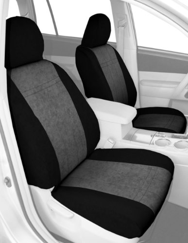 CalTrend Front Row Bucket Custom Fit Seat Cover for Select Nissan Frontier/Xterra Models - MicroSuede (Light Grey Insert with Black Trim) Accessories CalTrend NS116-08SB