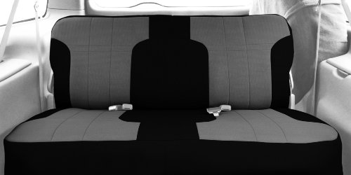 CalTrend Rear Row Solid Bench Custom Fit Seat Cover for Select RAM 1500 Models - SportsTex (Light Grey Insert with Black Trim) Accessories CalTrend DG303-08GG