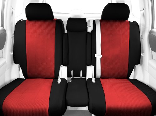 CalTrend Middle Row 40/20/40 Split Bench Custom Fit Seat Cover for Select Nissan Armada Models - Carbon Fiber (Red Insert with Black Trim) Accessories CalTrend NS166-02FC