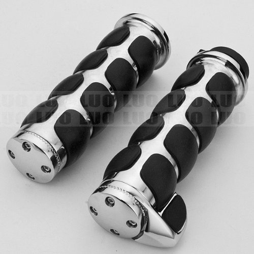 Motorcycle Racing CNC Black & Silver Aluminum Soft Rubber 7/8(22mm) Handlebar Hand Grips For KAWASAKI ZG1000 CONCOURS 1992 1993 1994 1995 1996 1997 1998 1999 2000 2001 2002 2003 2004 2005 2006 Grips LUO LUOO-MTV13_09_G063-099-Black & Silver