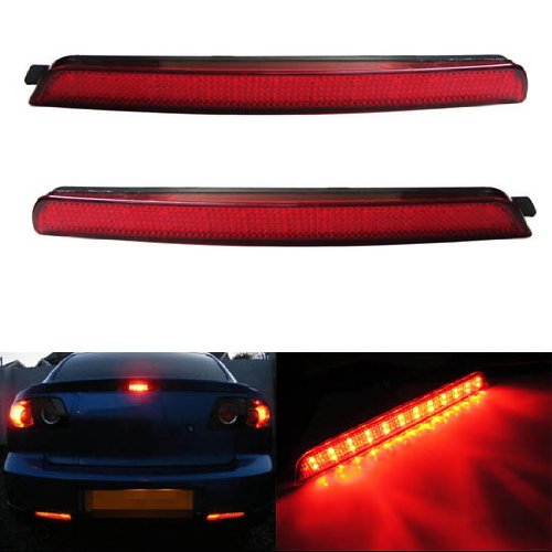 iJDMTOY OEM Red Lens 24-SMD LED Bumper Reflector Lights For 1st Gen 2004-2009 Mazda3 or Mazdaspeed3 Reflectors iJDMTOY SKU406-Red