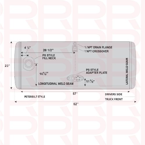 Peterbilt Truck 110 Gallon Fuel Tank 23x62 for Models 2006 & Older, Driver Side Fill Fuel Tanks Eagle Products 01-060011001