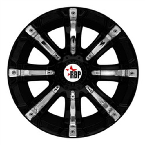 RBP Rolling Big Power 94R-1810-50-12BP 94R Series Wheel; Size 18x10; Bolt Pattern 5x150mm; -12 Offset; 5.0 in. Back Spacing; Black Finish/Chrome Insert; Car eCustomhitch 94R-1810-50-12BP
