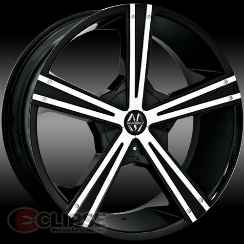 MASSIV 918 MODERNO 22X8.5 BLACK Wheel CHROME INSERT 5-114.3 5-120 Bolt Pattern / +38 Offset / 74.1 Hub Bore Car Massiv MAS918-22813BC