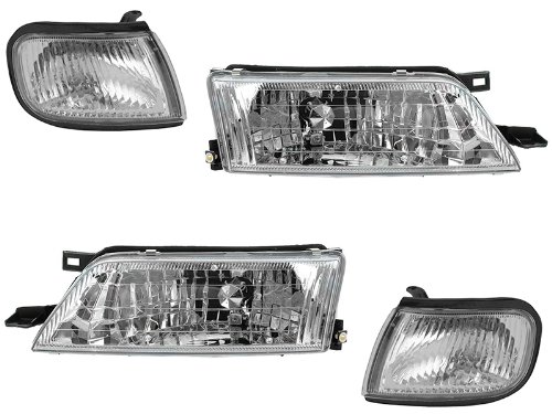 For NISSAN MAXIMA 97 98 99 HEAD LIGHT CORNER LAMP with BULB PAIR 4 Piece Set Headlight Assemblies Auto Parts Avenue NS143003+4-143303+4