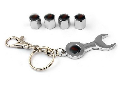 1PCS Wrench Keychain 4PCS Chrome Wheel Air Tyre Tire Valve Caps Fit For 350 550 750 W5 950 Tire Repair Tools MING MING201-CAX14-01-D005