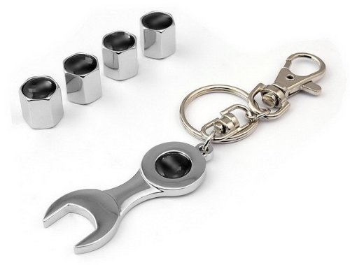 1PCS Wrench Keychain 4PCS Chrome Wheel Air Tyre Tire Valve Caps Fit For 8X7 5.7 6.4 SRT Wrangler Rubicon10 Cherokee Tire Repair Tools MING MING201-CAX14-01-D036