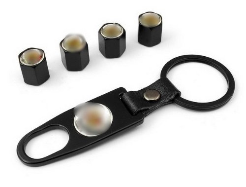 1PCS Wrench Keychain 4PCS Black Wheel Air Tyre Tire Valve Caps Fit For V-16 DeVille Fleeetwood Allante SeVille Tire Repair Tools MING MING201-CAX14-01-D078