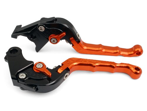 OEM 2 PCS Motorbike Clutch & Brake Levers Only Foldable Style Aluminum Triangle Orange Fit For KAWASAKI ZX636R ZX6RR 2005-2006 (K-828/F-35) Clutch LIN LIN301-S-folding-083-orange