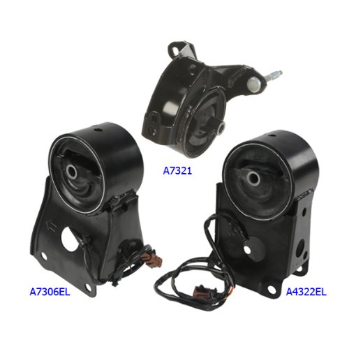Fits: 2000-2004 Infiniti I30 3.0L / I35 3.5L Engine Motor Mount Set 3PCS. w/ Sensors 00 01 02 03 04 A7306EL A4322EL A7321 Engine Mounts Motor Max A7306EL A4322EL A7321