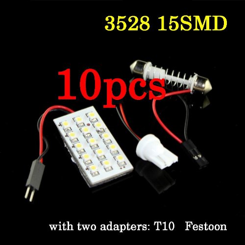 10pcs T10 15smd 3528 LED car Lamp panel /reading/room/interior/dome light lamp Interior Light Lo.gas 9LE0128x10