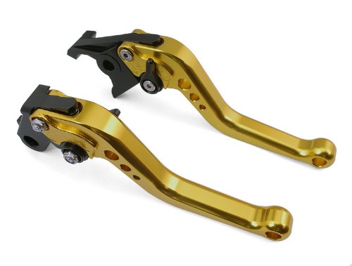 One pair of Billet Short Clutch & Brake Aluminum Levers Motorcycle Set Gold for Suzuki GSXR750 2006 2007 2008 2009 2010 (S-35/F-35) Clutch YI YI21-short-041-gold