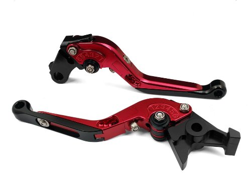 2PCS Motorcycle Foldable Extendable Billet Folding Aluminum Sport Brake & Clutch Levers Set Red For KAWASAKI ZX6R 1995 1996 1997 1998 1999 (K-750/F-14) Braking YI YI22-foldable-113-red