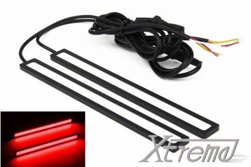 Xtreme® One pair (2 PCS) Red Dual Functions 17CM Brake light / Tail light Waterproof High Intensity Black Aluminum High Power 6W Xenon Slim COB LED DRL Daylight Driving Daytime Running Light Lamp For Car SUV Sedan Coupe Boat Truck Bulbs Xtreme Work COB17K-R