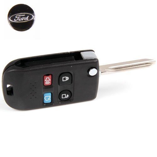 Keyless Entry Modify Uncut 4 Buttons Flip Folding Remote FOB Key Case Shell for Ford Focus Ford Crown Victoria Ford Escape Expedition Explorer Explorer Sport Trac Fusion Mustang Taurus Mountaineer Lincoln Navigator Towncar Mercury Sable Mountaineer Electrical Coavas Key Shell