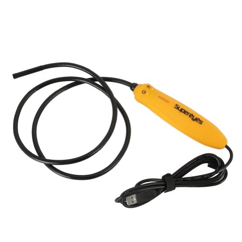 SUPEREYE N013J Waterproof 7mm Lens 50X USB Endoscope Inspection Camera Borescope Tube Snake Scope 4 LED + 3 Side View Mirror Lab Scopes SUPEREYE NKJN13