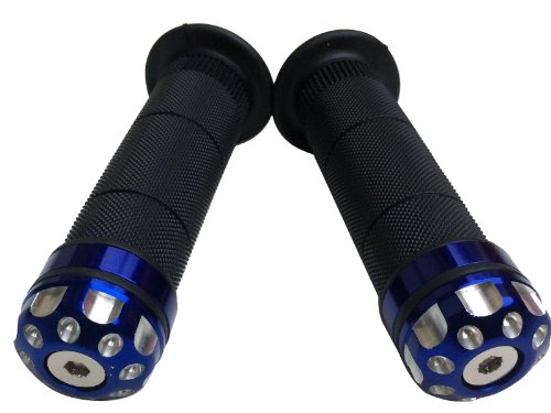 Motorcycle Sliver 7/8 Handlebar CNC End Cap Rubber Hand Grips for Honda Yamaha GRIPS-03 Grips MotorToGo GRIPS-03-BLUE